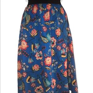 NWT LuLaRoe Lola Skirt Blue Floral Print